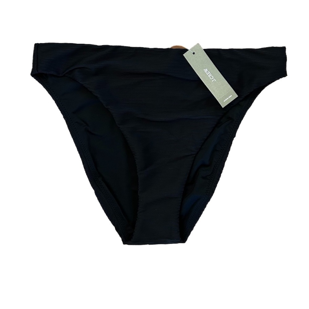 NWT J. Crew Ribbed High Rise Cheeky Bikini Bottom in Black
